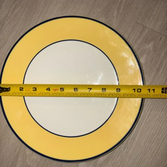 Yellow and White Pagnossin Ironstone Dinner Plate - Picture 3 of 6